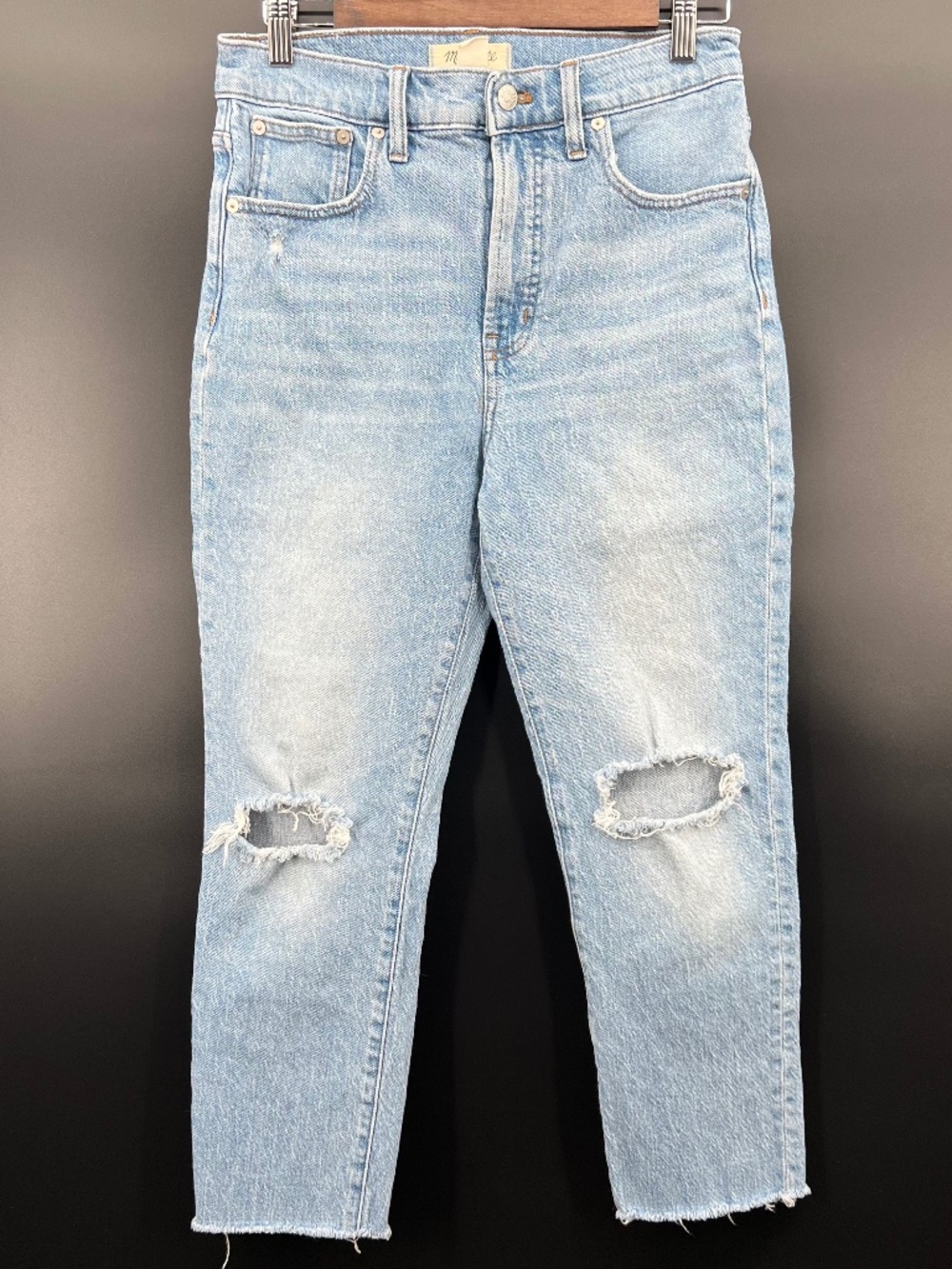 Madewell The Perfect Vintage Jean Women 28 Light Wash Denim Straight Leg Raw Hem